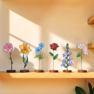 Custom Stained Glass Birth Flower l Birth Month Flower Stained Glass, grandma gift for mothers day grandma gift suncatcher, gifts for her