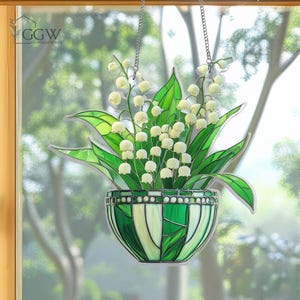Lily of Valley Suncatcher, ACRYLIC Window Hanging Decor, Mother's Day Gift May Birth Month Flower, Flower Lover Gift, Flowers Art Decoration