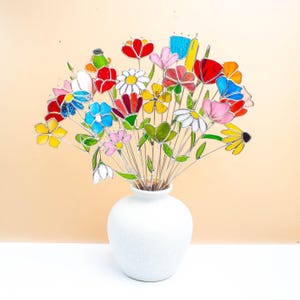 Handmade Stained Glass Wildflower - Everlasting Bloom for Window Decor, Floral Gift for Her, Mother's Day Wildflower Suncatcher